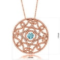 thumbnail image 2 of Gem Stone King 18K Rose Gold Plated Blue Zircon Filigree Pendant Necklace for Women | 2.40 Cttw | Round 6MM | Gemstone Birthstone | Length: 1.5 inch | Center: 6MM | with 18 inch Chain, 2 of 2