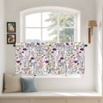 thumbnail image 3 of Purple Spring Floral Tier Curtains, Vintage Botanical Colorful Elegant Light Filtering Kitchen Curtains, 2Pcs Rod Pocket Half Window Treatments Panels for Sink Cafe Cabinet Camper 27.5x24 Inches, 3 of 9