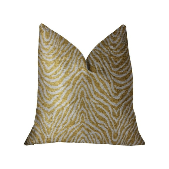 Plutus Oasis Waves Yellow and Beige Luxury Throw Pillow