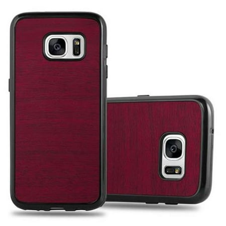 Cadorabo Case for Samsung Galaxy S7 in WOODEN RED - Protective Cover Wood Style