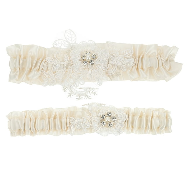 Weiweiguan 2pcs Delicate Wedding Decor Garters Bride Decor Garters Bride Lace Garters