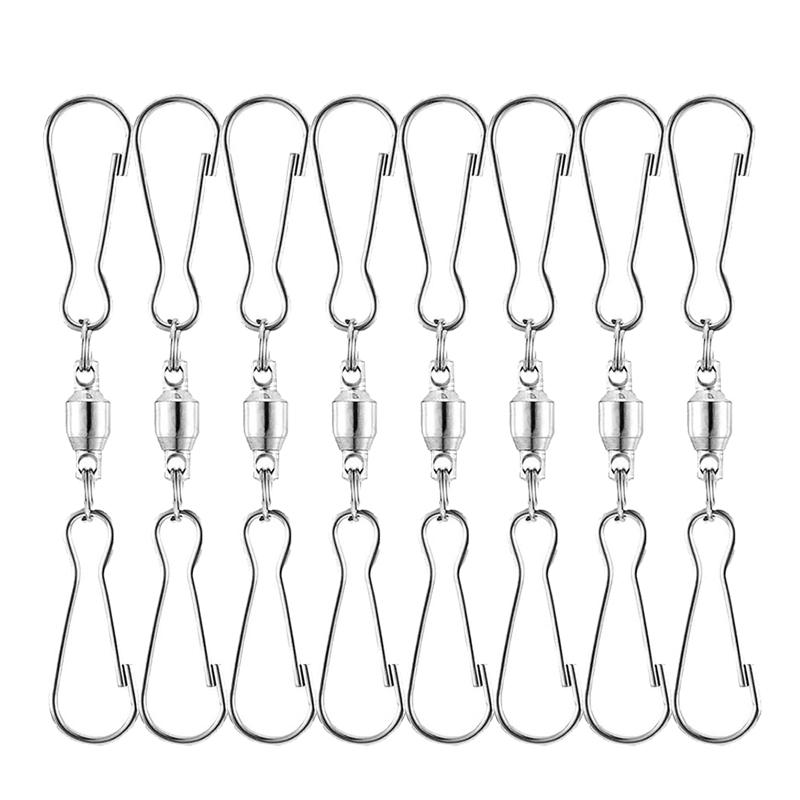 8 Pack Spinning Double Clip Swivel Hooks for Wind Spinners, Windsock