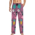 thumbnail image 3 of Men's Pajama Pants with Pockets Sleepwear Lounge Pants Stretch Casual Pineapple Palm Leaf Flamingo, 3 of 6