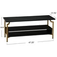 thumbnail image 2 of Household Essentials Crown TV Stand with Rectangular Storage Compartment Black Oak Wood Grain and Gold Metal, 2 of 6