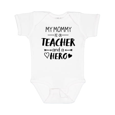 Inktastic My Mommy is a Teacher and a Hero Boys or Girls Baby Bodysuit