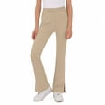 thumbnail image 4 of YTCAMLO Cotton Girl's Bootcut Sweatpants Casual Y2K Lounge Pants Elastic Waist Bell Bottoms with Pockets Flare Leggings Activewear, Khaki 11-12 Years, 4 of 9