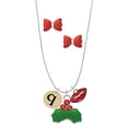 thumbnail image 1 of Delight Jewelry Goldtone Disc 1/2'' Initial - q - Christmas Kiss Charm Necklace and Stud Earrings, 1 of 4