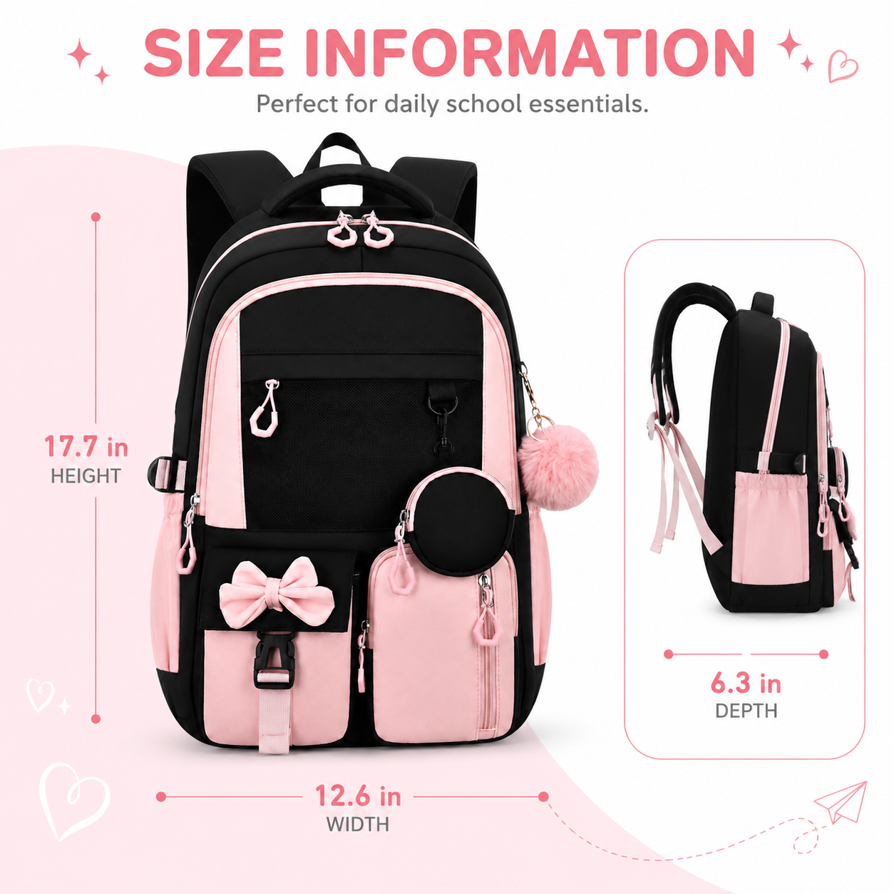 Mochila escolar de caramelo para niñas y niños, morral grande para libros con múltiples bolsillos, ligera y resistente al agua, para primaria, secundaria y universidad 3
