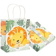 15 Pack Small Lion Jungle Paper Gift Bags with Handle for Birthday Party, 8 x 9"