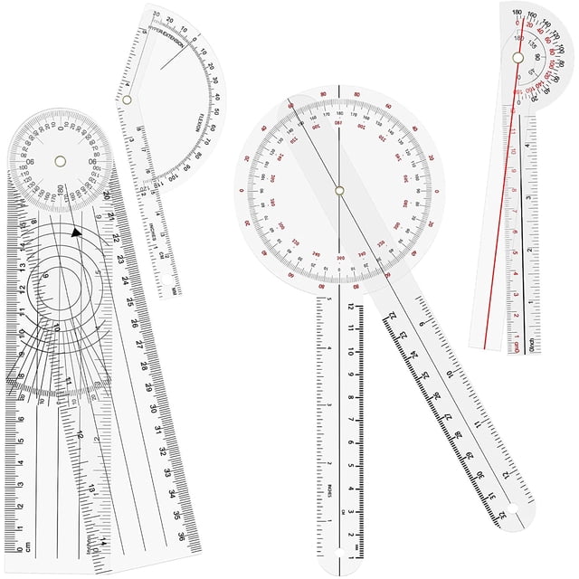 EcoNesxp Includes Finger Goniometer 180 Degree Spine Goniometer 8-inch Goniometer Set 4-piece Goniometer Set 180 Degree Spine Goniometer 8-inch Goniometer