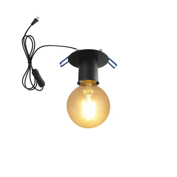 KAYYELAMP 5.9Ft Plug in Button Cord Recessed Ceiling Light E26 Base Black Metal Modern Design for Hallways Stairs Home Office(No Bulb)
