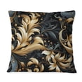 thumbnail image 3 of DESIGN ART Designart "Black And Gold Damask Flower Blossoms I" Damask Printed Throw Pillow 16 x 16, 3 of 5
