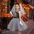 thumbnail image 6 of Zombie Bride Princess Dress with Layered Mesh Tulle and Gothic Accents for Halloween Themed Party and Stage Performance Light gray, 6 of 7