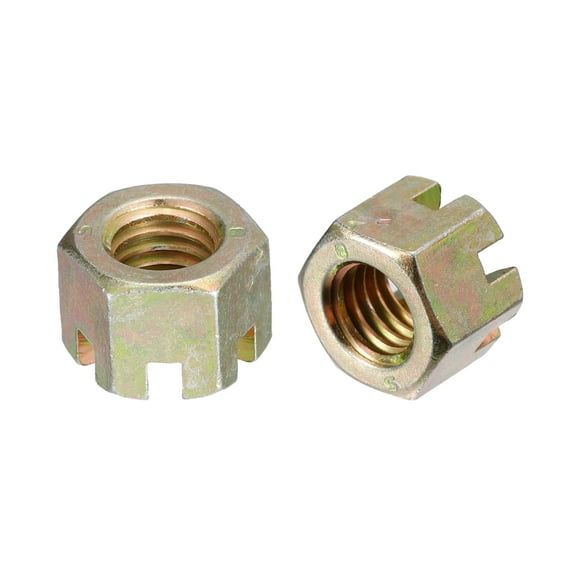 5Pack M10x1.5mm Hexagon Slotted Nut, Grade 8 Carbon Steel Hex Castle Nuts, Color Zinc