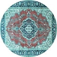 thumbnail image 1 of Ahgly Company Indoor Round Medallion Light Blue Traditional Area Rugs, 3' Round, 1 of 4