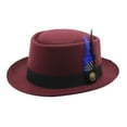 thumbnail image 1 of GDREDA Unisex Wool Fedora Hat Traditional Bavarian Style With Feather For Oktoberfest And Outdoor Festivities Hat Leopard Pattern, 1 of 3