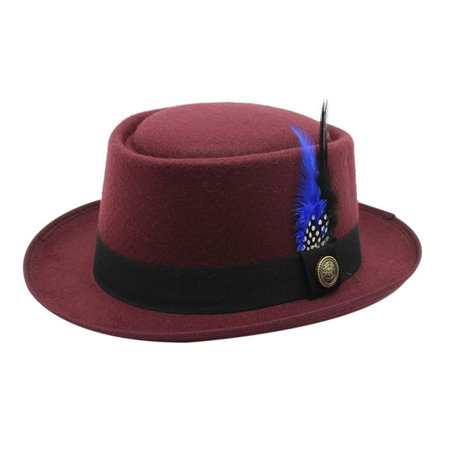 GDREDA Unisex Wool Fedora Hat Traditional Bavarian Style With Feather For Oktoberfest And Outdoor Festivities Hat Leopard Pattern