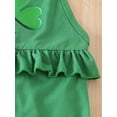 thumbnail image 6 of Michellecmm Toddler Girls Irish Overalls Jumpsuit Shamrock Print Ruffled Sleeveless Spaghetti Strap Bell Bottom Romper, 6 of 9