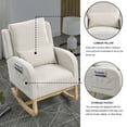 thumbnail image 4 of Nursery Rocking Glider Chair, Modern Teddy Fabric Tall Back Accent Rocker Chair Upholstered Arm Chair w/Side Pockets for Living Room, Hotel, Bedroom, Office, Beige, 4 of 8