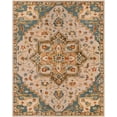 thumbnail image 7 of Hauteloom Birtley Boho Hand Tufted Wool Natural Fiber Soft Area Rug - Traditional Floral Carpet for Living Room, Bedroom, Dining Room - Oriental Medallion - Blue, Mustard, Beige - 2' x 3', 7 of 7