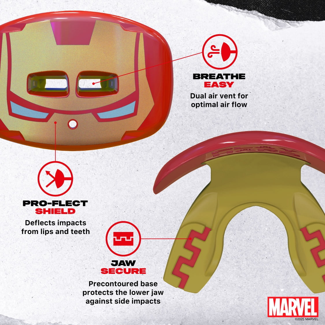 Iron Man Lip Guard, Football Mouth Guard with Detachable Strap