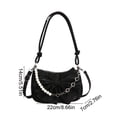 thumbnail image 3 of Bolso bandolera con lazo y correa ajustable para mujer, bolso de hombro de imitación cuero en negro blanco rosa para salidas diarias, 3 of 6