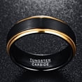 thumbnail image 3 of 1pc Stylish and Durable Tungsten Ring with Golden Edge and Black Matte Finish - Available in Sizes 7-15, 3 of 4