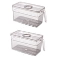 thumbnail image 1 of 2X Refrigerator Storage Box Timekeeping Keep Fresh Food Organizer Box with Handle Transparent Material Photo Color, 1 of 10