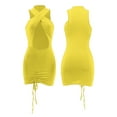 thumbnail image 3 of xiaxaixu Robe Aguichant pour Femmes + Col Licou Couleur Unie Ajourée une-Pièce, 3 of 9