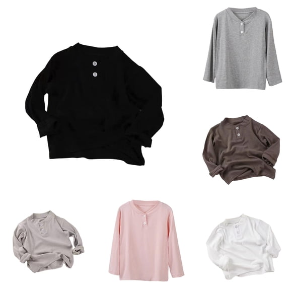 Zhanqunnn Girls Long Sleeve Layering Shirt Stretch Basic Tee Soft Everyday Kids, Size 5-6 Years