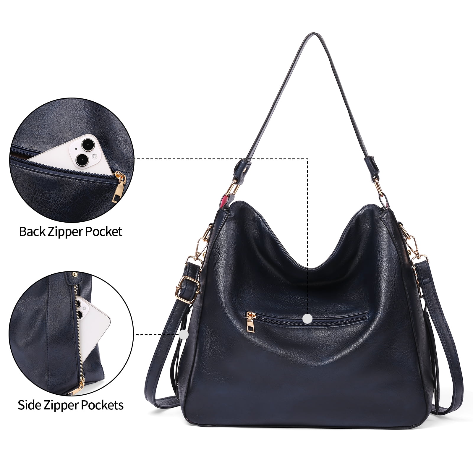 GAEKEAO Hobo Bag for Women Large Soft Leather Shoulder Bag with Adjustable Strap, Slouchy Crossbody Handbag for Daily Work