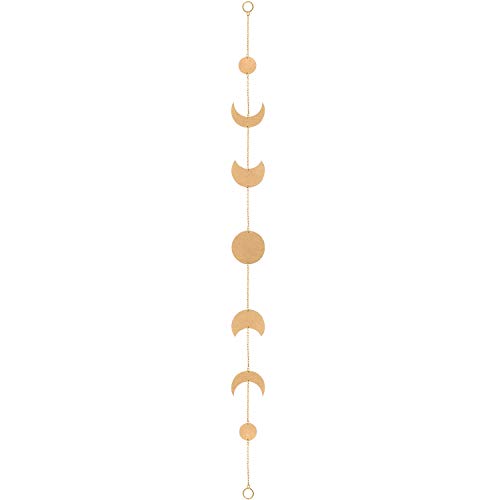 Moon Phase Wall Decor Moon Phase Hanging Garland Moon Bohemian Wall Art Boho Moon Hanging Ornaments with Metal Copper Chains for Wedding Party Home Wall Decorations Silver