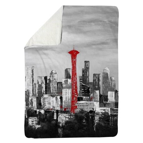 Begin Home Decor 5545-6080-CI271 60 x 80 in. Space Needle In Red-Sherpa Fleece Blanket