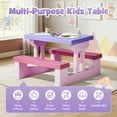 thumbnail image 2 of Ktaxon Outdoor Portable Kids Picnic Table with Umbrella, PP Children Bench Set, Easy Store Child Seating Set for Indoor Outdoor, Pink & Purple, 2 of 11