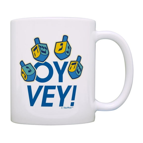 ThisWear Hanukkah Dreidel Oy Vey Hanukkah Dreidel Ceramic 11oz Coffee Mug
