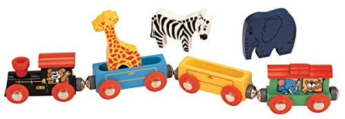 wooden animal train set