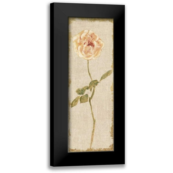 Blum, Cheri 7x14 Black Modern Framed Museum Art Print Titled - Pale Rose Panel on White Vintage