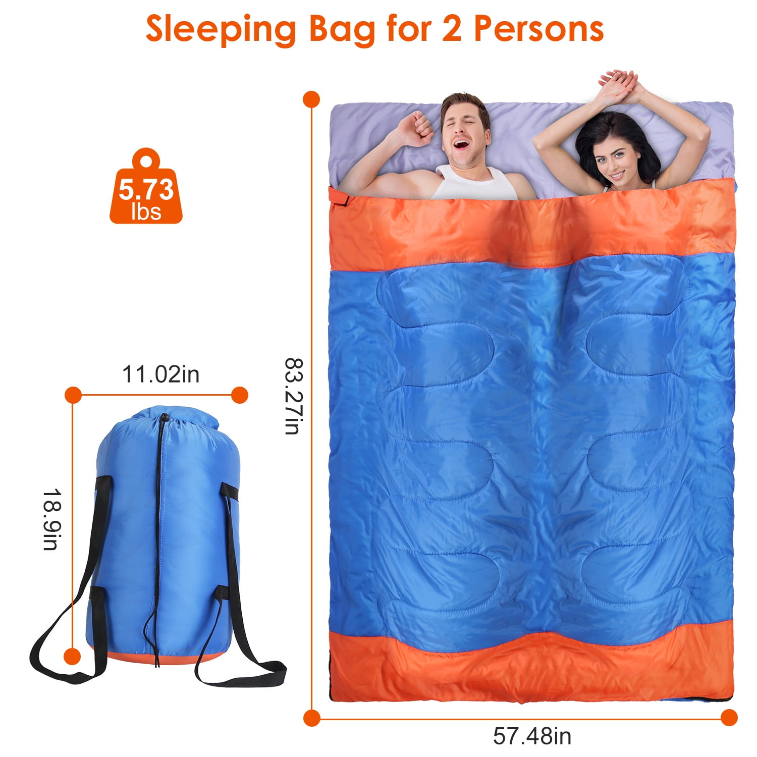 iMounTEK 3-Season Oversize Warm Weather Envelope Sleeping Bag with Carrying Bag, 2 Person Camping Sleeping Bags for Adults