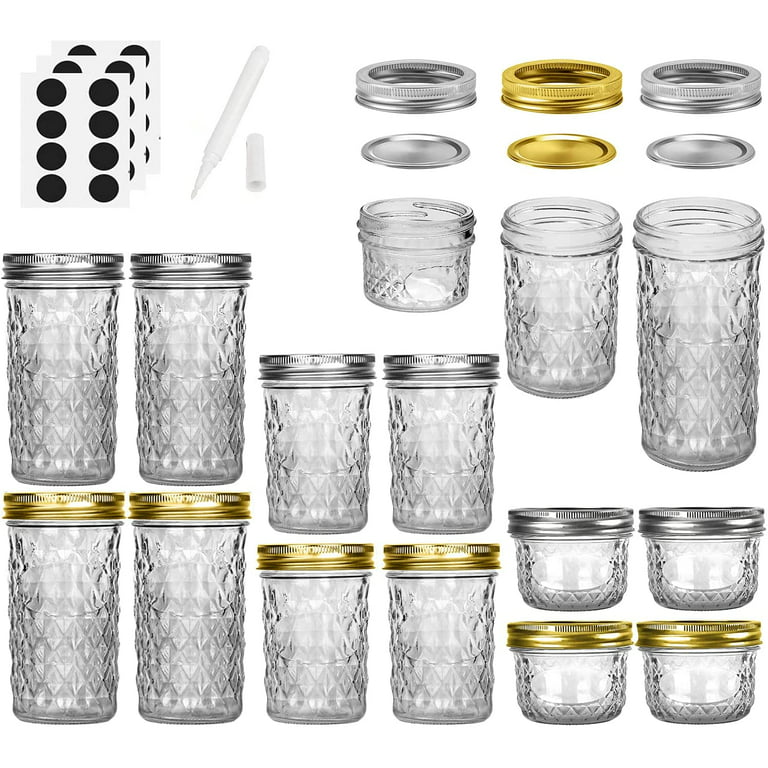 BULK BUY Quilted Mason Jars With Silver Lids 220ml Canning Jars Candle  Making Jar Jam Honey Jar Wedding Favours Baby Food Shower Favours 