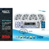 Boss Audio MCK1440W.64 Marine Package Includes MR1440U Single-Din Marine AM/FM CD Receiver with Detachable Face, Two Pair 6.5 inch MR6W Marine Speakers, MRANT10 Antenna