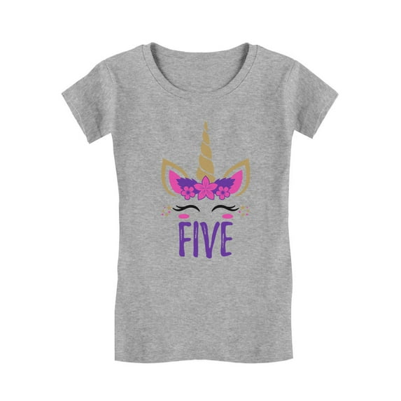 Tstars Girls Birthday Gift for 5 Year Old 5th Birthday Gift Unicorn Tshirt Birthday Shirts for Girl Graphic Tee Birthday Party B Day Toddler Kids Girls Fitted Child T Shirt