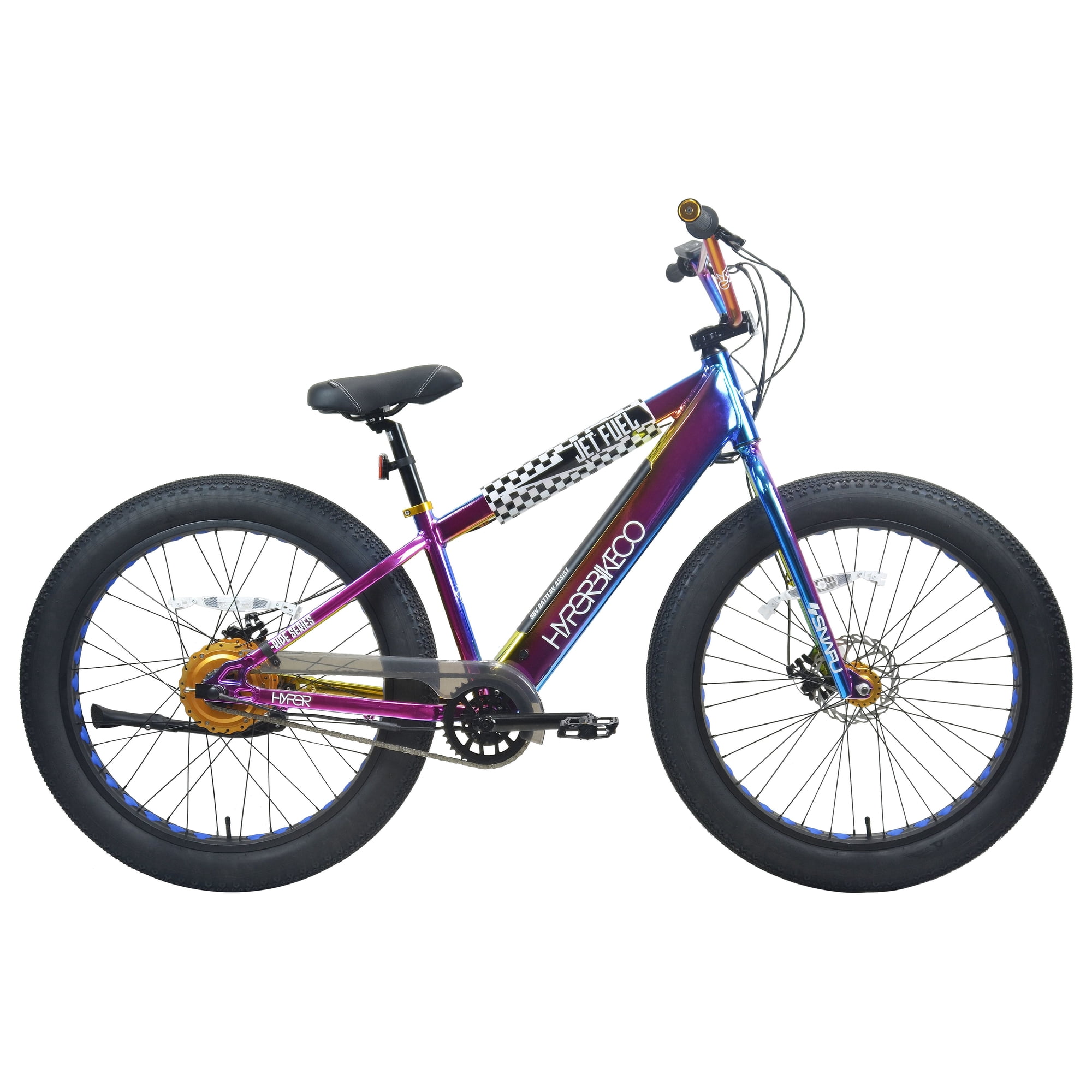 Hyper Bicycles 26" Jet Fuel Electric BMX Fat Tire E-Bike with Pedal-Assist, 250W Motor, Adult, Jet Fuel