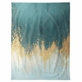 thumbnail image 7 of Abstract Gradient Teal Gold Flannel Blanket for Bed,Travel and Camping, Shinny Gold Geometric Super Soft Cozy Blanket for All Seasons 40"x50", 7 of 7