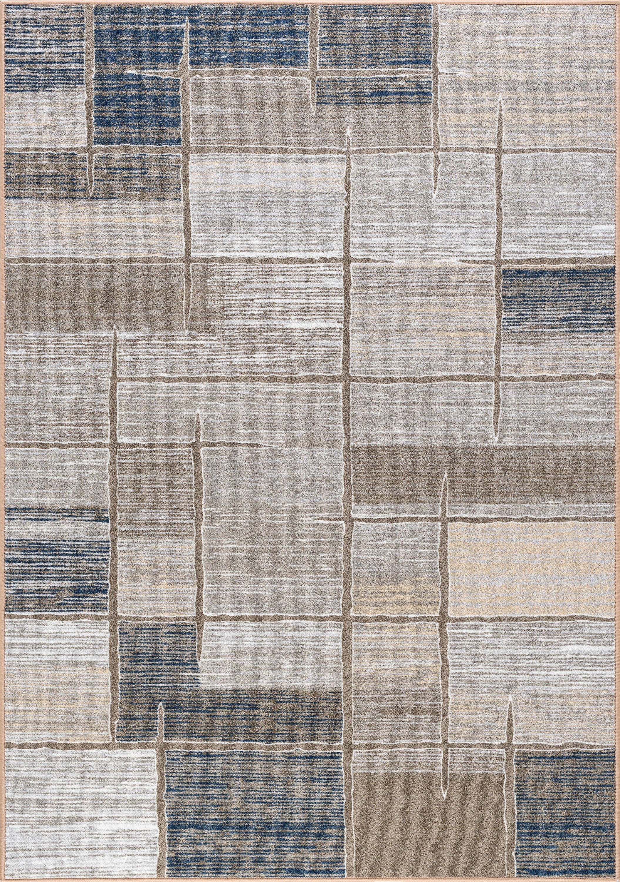 Contemporary 5x7 Area Rug (5' x 7') Abstract Taupe, Beige Living Room Easy to Clean