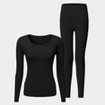 thumbnail image 2 of FEIJIBA Pajamas for Women Set Thermal Underwear Fleece Lined Long Base Layer Cold Winter Women's Sleepwear Black, 2 of 4