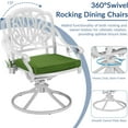 thumbnail image 3 of 9-Piece Patio Cast Aluminum Dining Set, Outdoor Dining Furniture Set for 8 Person, includes 84" Oval Table and 8 Swivel Dining Chairs with Umbrella Hole for Patio Deck Garden, White/Green, 3 of 8