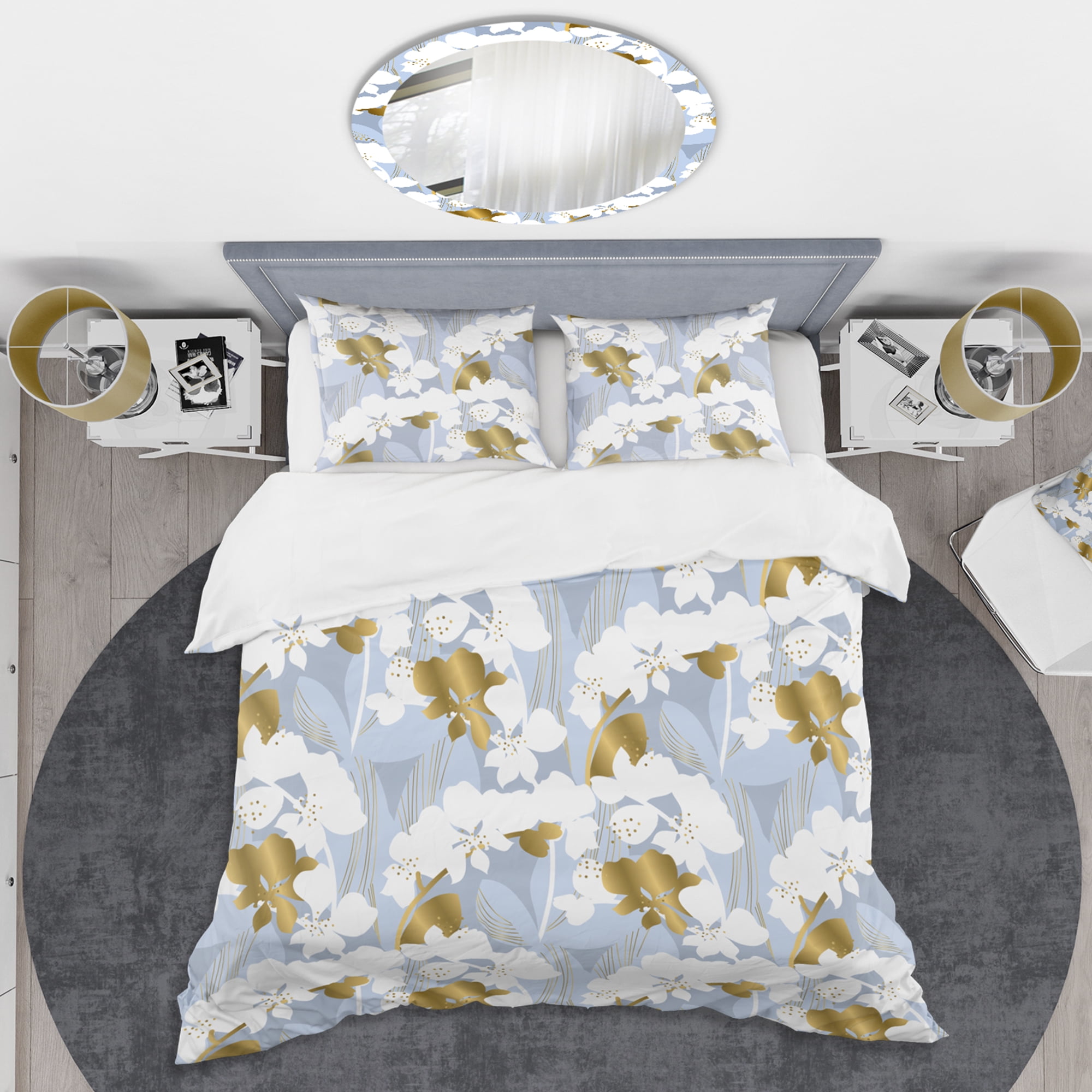 Designart 'Orchid blossom color pattern' Mid-Century Modern Duvet Cover Set