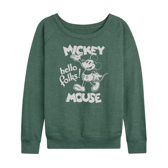 Mickey & Friends - Mickey Mouse Hello Folks - Women's Lightweight French Terry Long Sleeve Shirt