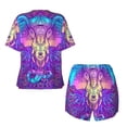 thumbnail image 6 of "Wukai Elephant in Tribal Style Women's Pajama Set - Short-Sleeve Top and Shorts with Elastic Waistband and Pockets for Loungewear, Yoga, and Casual Wear-Medium, 6 of 8