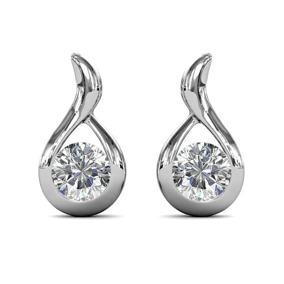 Cate & Chloe Parker 18k White Gold Plated Teardrop Stud Earrings with Swarovski Crystals for Women